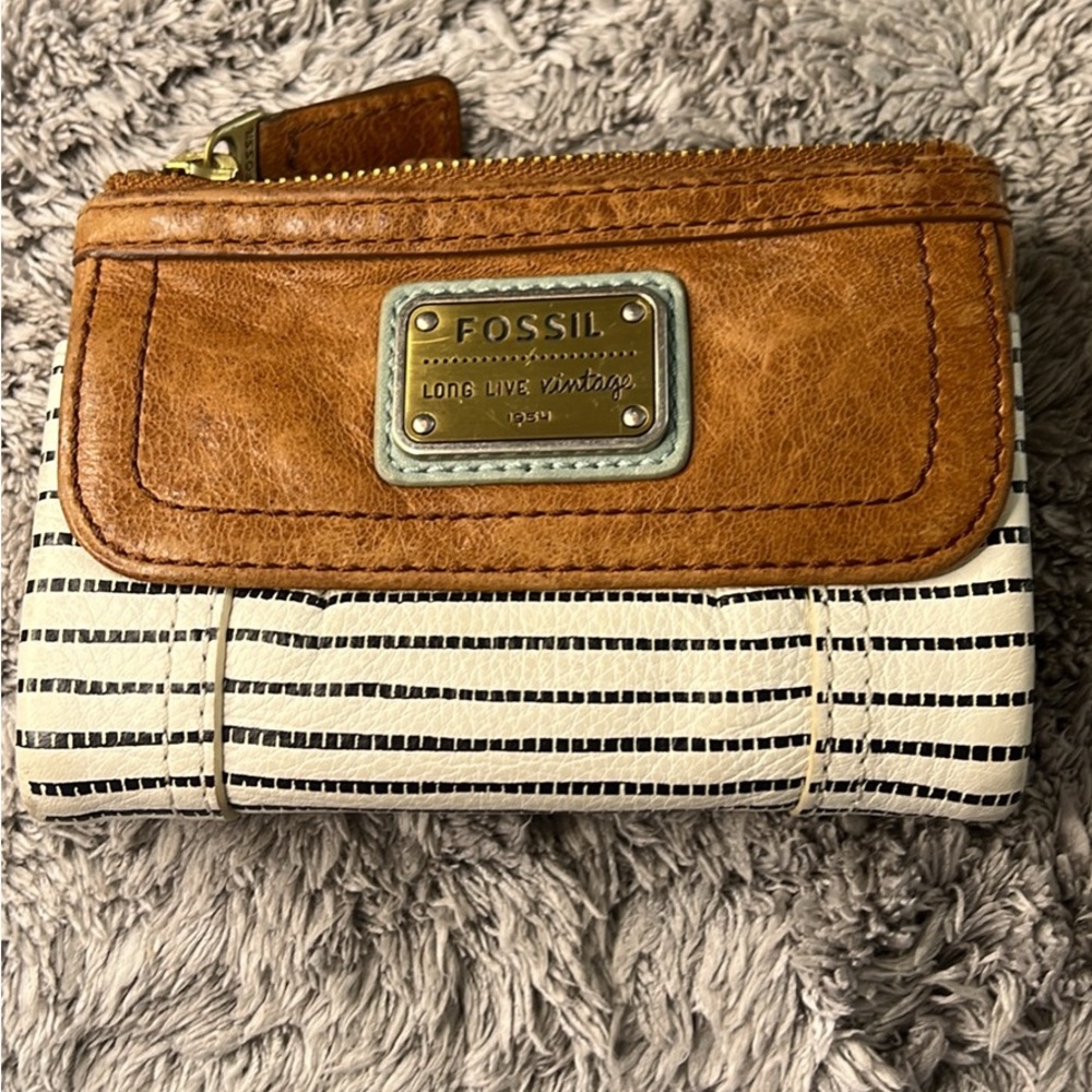 Fossil Brown and Cream Striped Wallet